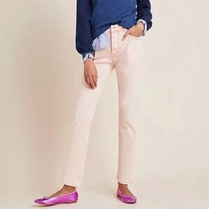 Pilcro Letterpress Anthropologie Mid Rise Blush  Acid Wash Jeans Sz 28 NWT